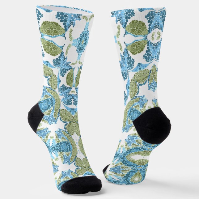 Chaussette décoration d'ornement bleu vert blanc (Angulaire)