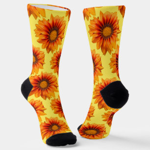 Chaussette Dégradé de fleurs orange jaune vif découpé