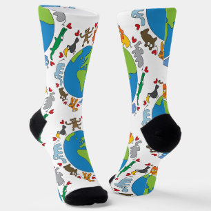 Chaussette Des Animaux Caricaturaux Paisibles Partout Dans Le