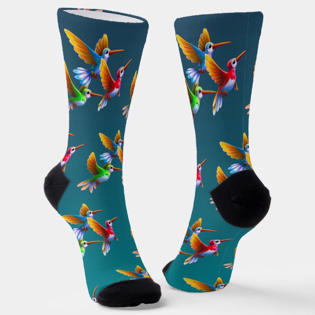 Chaussette Des colibris colorés en vol (Angulaire)
