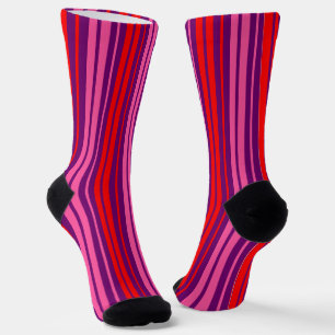 Chaussette Design à rayures verticales rose rouge violet  