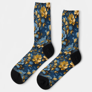 Chaussette Design bleu et jaune