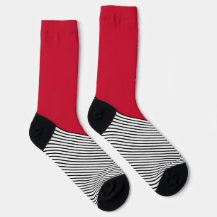Chaussette Design de chevrons noir et blanc et triangle rouge