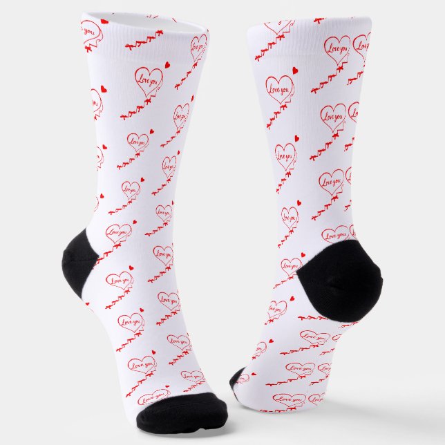 Chaussette Design de coeurs rouges créatifs (Angulaire)