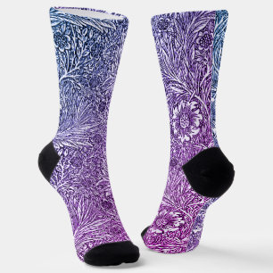 Chaussette Design floral complexe dans les tons violets et bl
