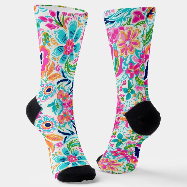 Chaussette design floral paisley (Angulaire)