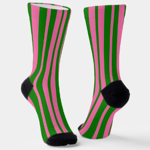 Chaussette Design Motif rose-vert élégant rayures
