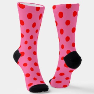 Chaussette Design Pois rouge sur rose