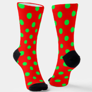 Chaussette Design Pois vert Arrière - plan rouge