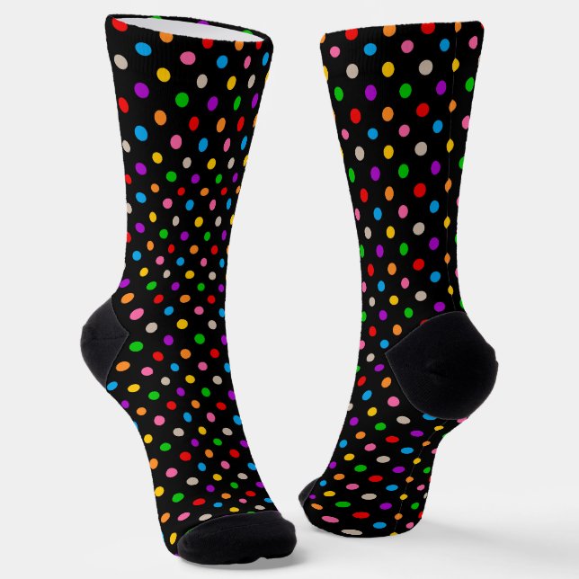 Chaussette Dessin de points noirs colorés arc-en-ciel  (Angulaire)
