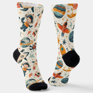 Chaussette Dessins d'espace sur blanc