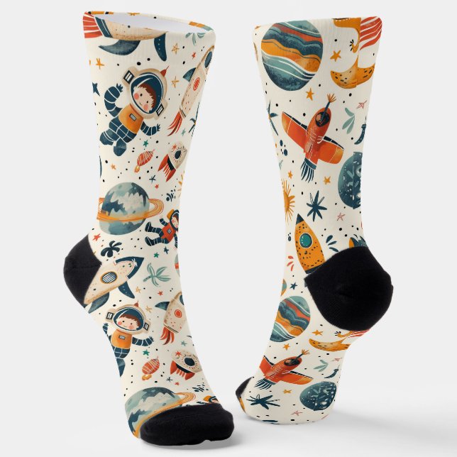Chaussette Dessins d'espace sur blanc (Angulaire)