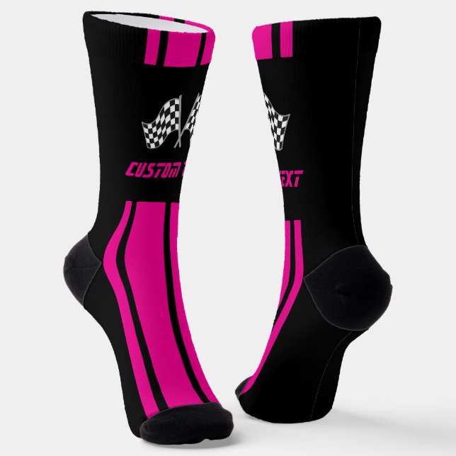 Chaussette Deux clés de course en bande rose (Angulaire)