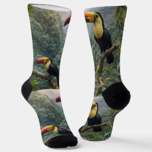 Chaussette Deux Oiseaux Toucans Tropicaux,