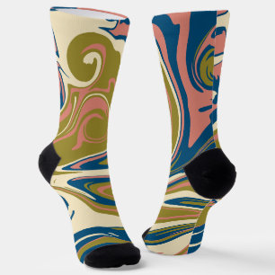 Chaussette Déversement - Bleu, Vert olive, Rose et Crème
