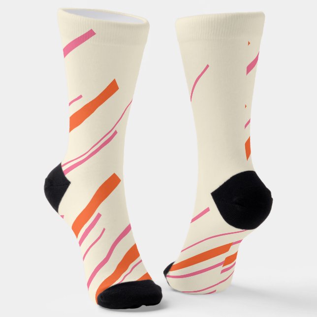 Chaussette Diagonales - rose, orange et crème (Angulaire)