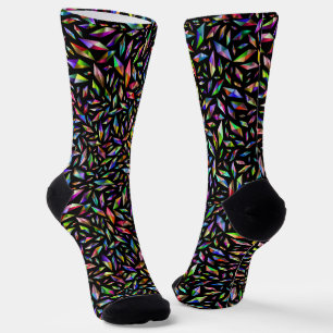 Chaussette Diamants multicolores abstraits modernes sur noir
