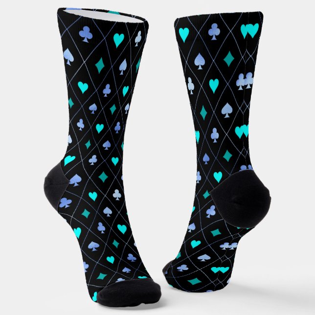 Chaussette Diamonds Coeurs Pique Clubs Jouer Cartes Motif (Angulaire)