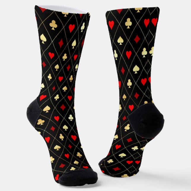 Chaussette Diamonds Coeurs Pique Clubs Jouer Cartes Motif (Angulaire)