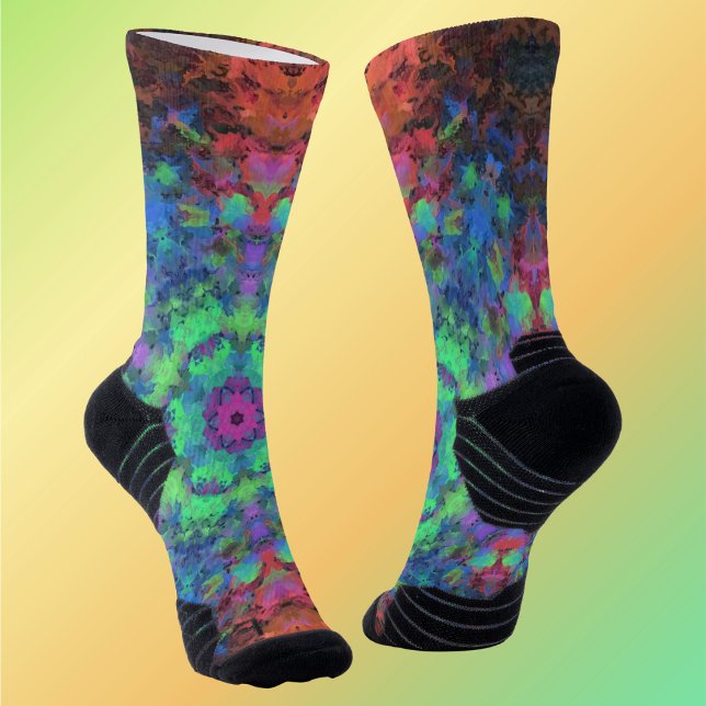 Chaussette Digital Mandala Green Blue Orange et rose (Créateur téléchargé)