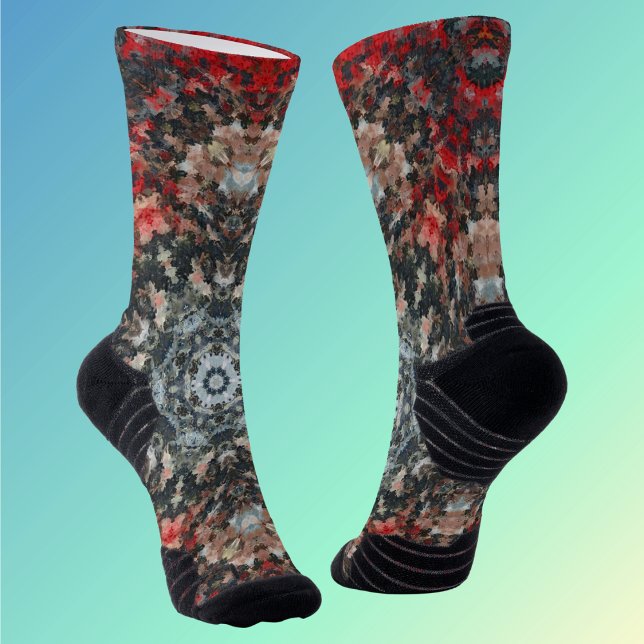 Chaussette Digital Mandala rouge et blanc (Créateur téléchargé)