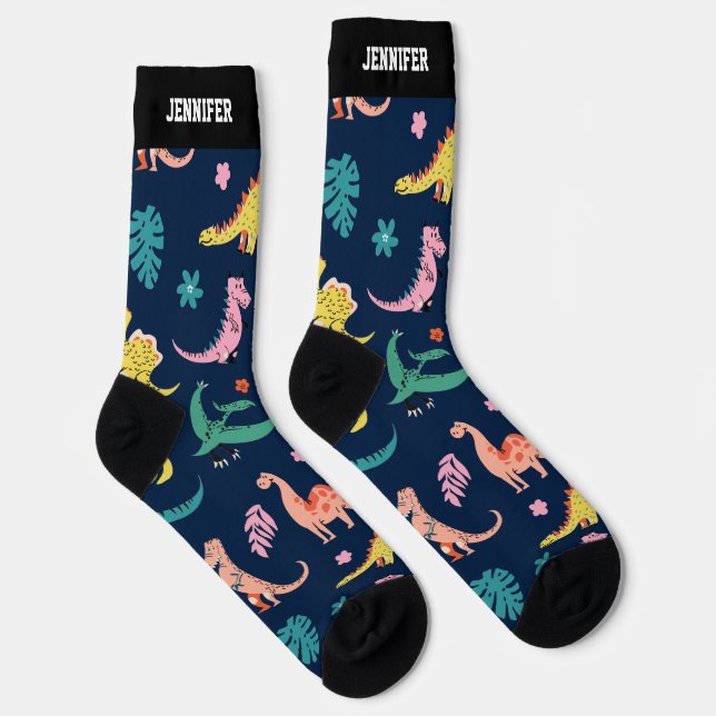 Chaussette Dino Lover, Motif de dessin animé de Cute Dinosaur (Droite)