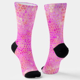 Chaussette Dinosaure rose caché