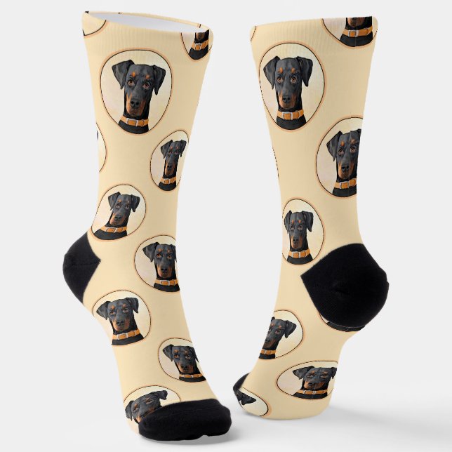 Chaussette Doberman Pinscher Peinture Dobie Art Chien Non Déc (Angulaire)