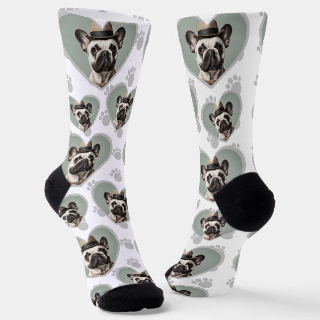 Chaussette Dog Lovers Heart Frame One Photo Fun Pet (Angulaire)