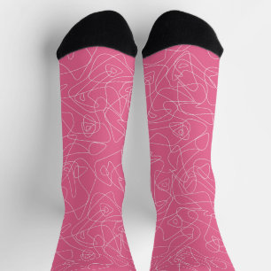 Chaussette Doodles abstraits blancs sur arrière - plan rose