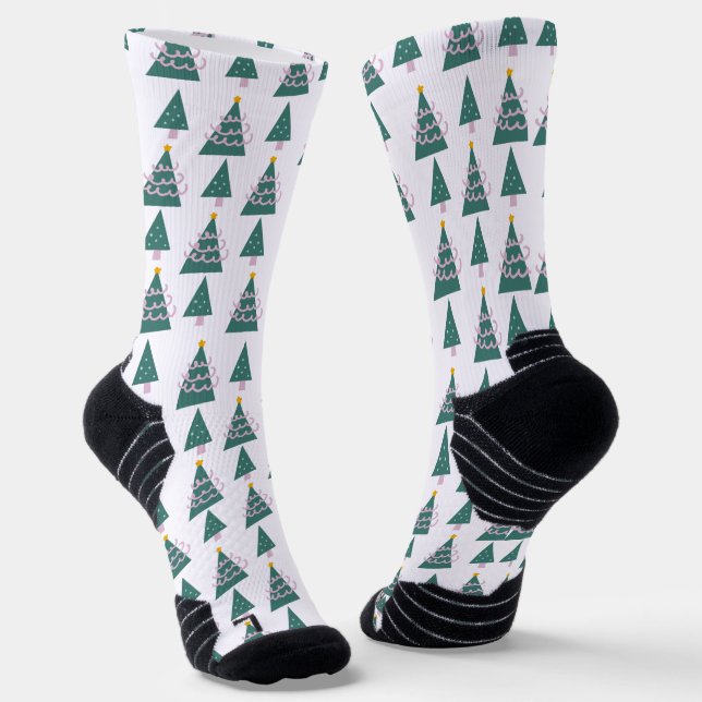 Chaussette Doodles de Noël Doodles vert rose (Angulaire)