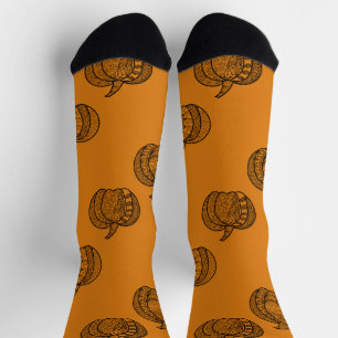 Chaussette Doodles d'Halloween boho mandala citrouilles Autom