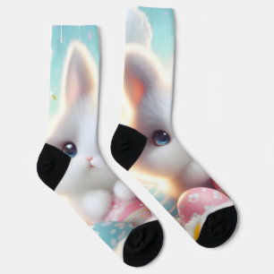 Chaussette Doux œufs de Pâques pastel Kawaii chaton