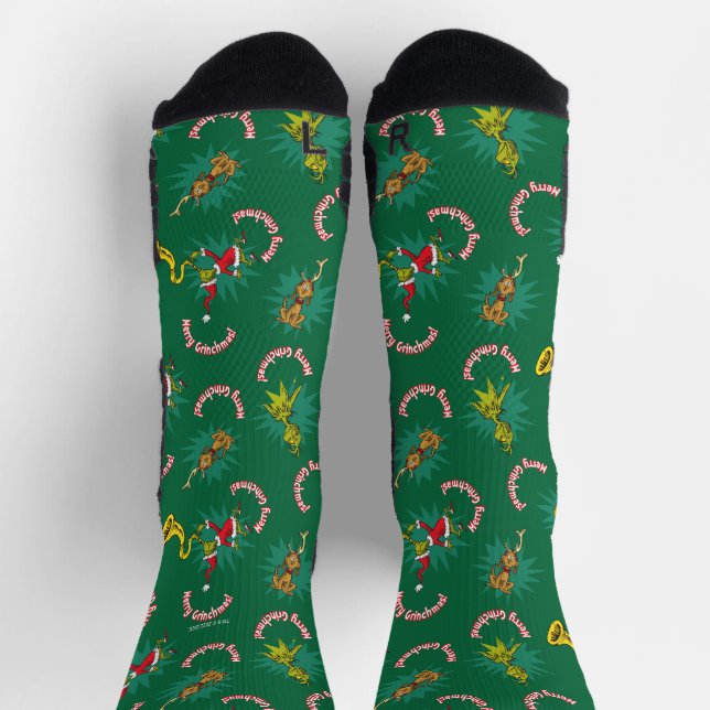 Chaussette Dr Seuss | Grinch | Joyeux Motif Grinchmas (Haut)