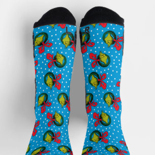 Chaussette Dr Seuss Grinch Motif de couronne de Noël