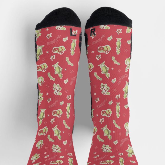 Chaussette Dr Seuss | Grinch | Motif de Noël rouge (Haut)