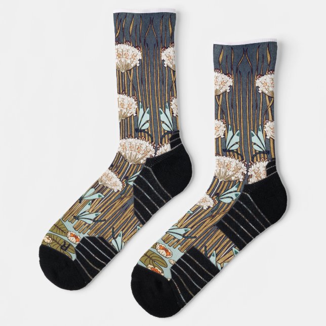 Chaussette Dragonflies Water Lilies Marais Art Nouveau (Gauche)