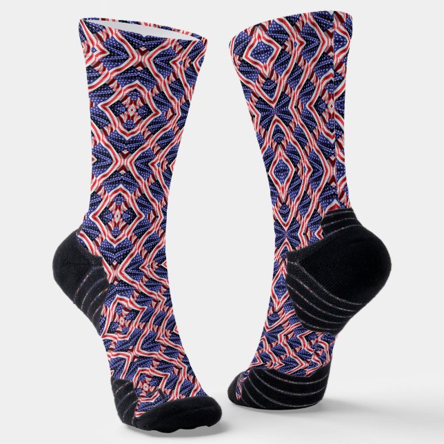 Chaussette Drapeau américain dans la bannière éolien carrelée (Angulaire)