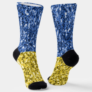 Chaussette Drapeau bleu jaune Ukraine parties scintillant fau