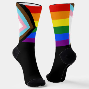 Chaussette Drapeau de fierté Progress Pride de SlipperyJoe si