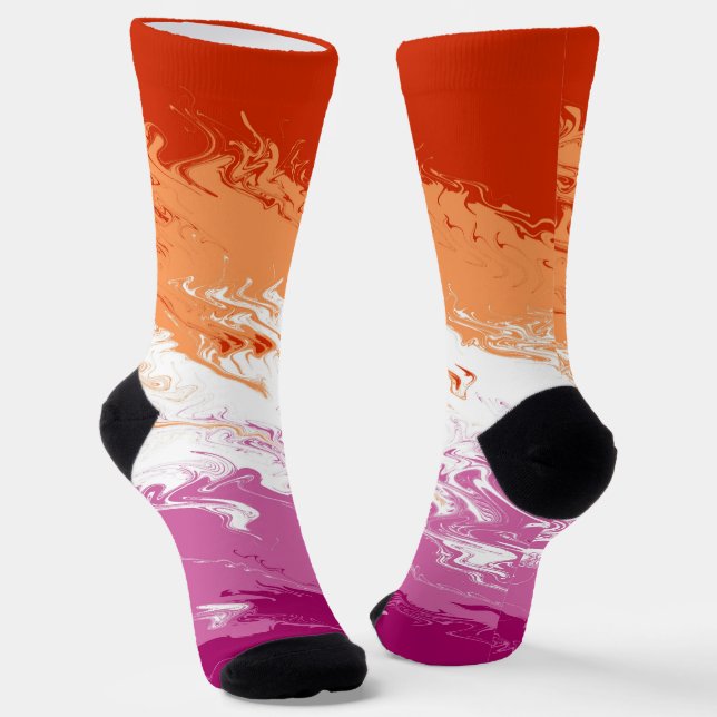 Chaussette Drapeau de la fierté lesbienne Abstraite (Angulaire)