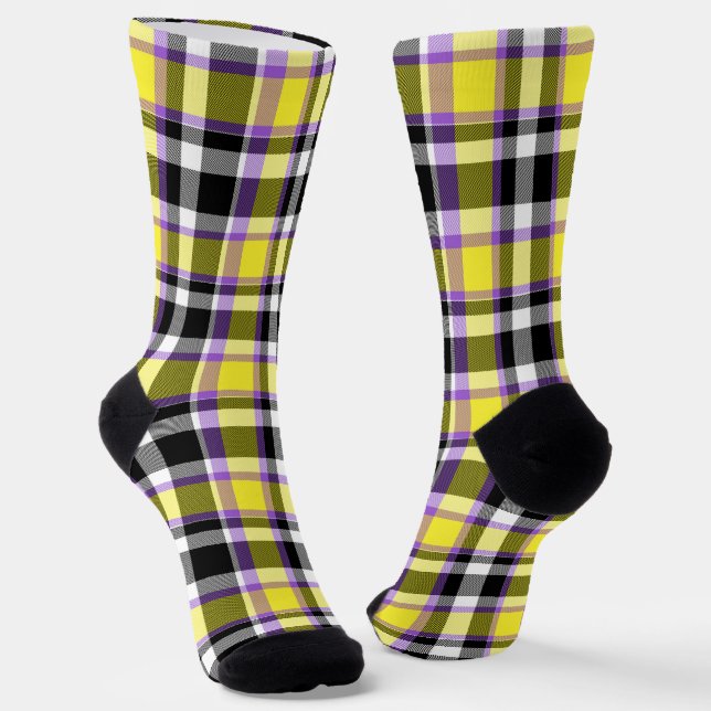 Chaussette Drapeau de la Fierté Plaid Non binaire Boho Eclect (Angulaire)
