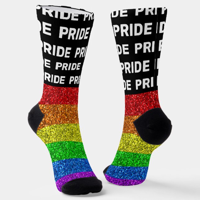 Chaussette Drapeau LGBT parties scintillant éclatante fierté  (Angulaire)