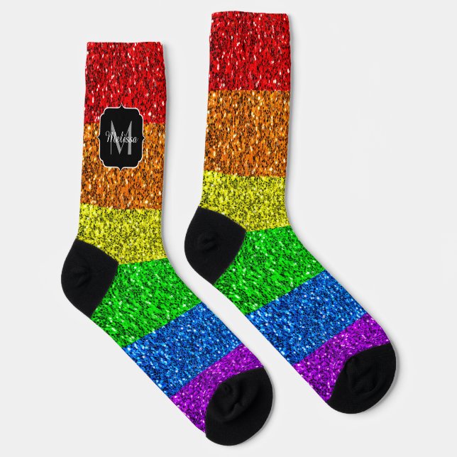 Chaussette Drapeau LGBT vibrante parties scintillant arc-en-c (Droite)