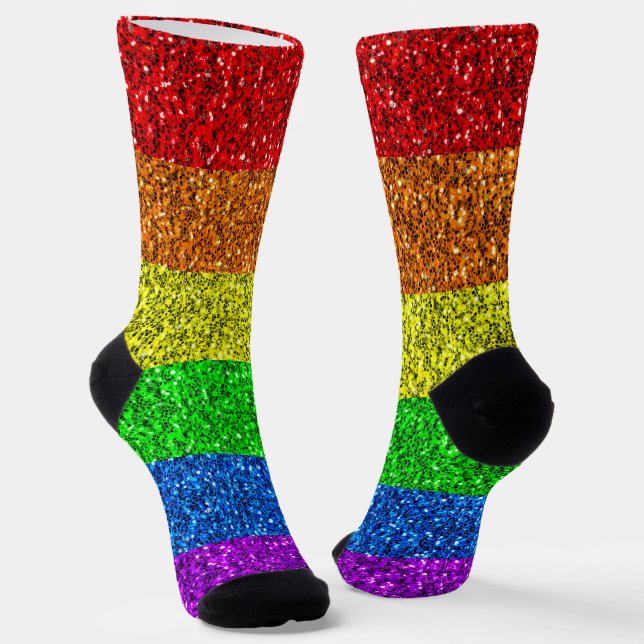 Chaussette Drapeau LGBT vibrante parties scintillant arc-en-c (Angulaire)