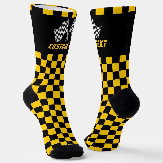 Chaussette Drapeaux de course À damiers noir et jaune (Angulaire)
