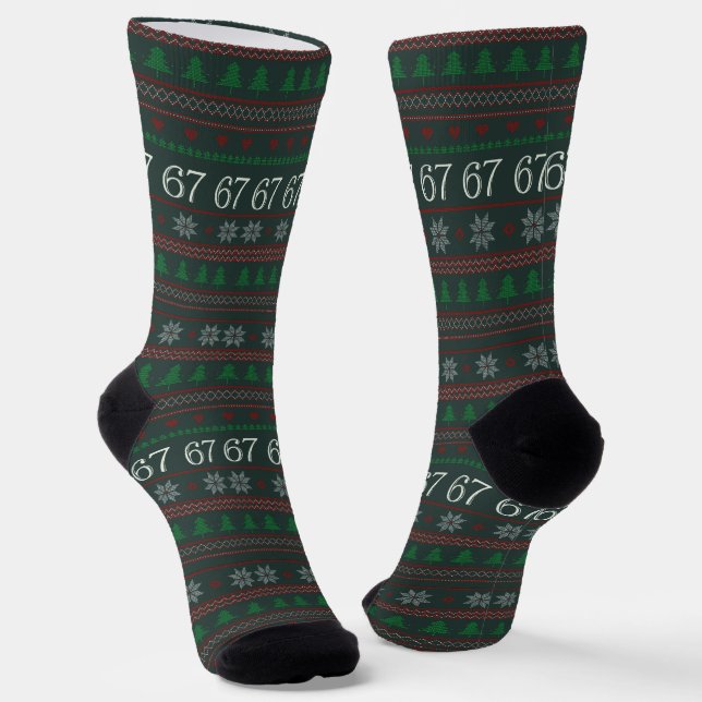 Chaussette Drôle 67 Laide Chemise de Noël Party 6 7 (Angulaire)