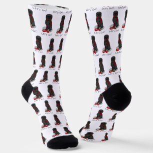 Chaussette Drôle Allons-y ! Promener un Affenpinscher (Noir N