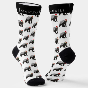 Chaussette Drôle de Noël Blaireau Personnalisé Vacances