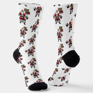 Chaussette Drôle Fitness Noël Vies de Noël Barbell Père Noël